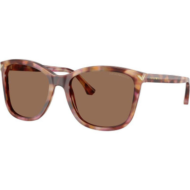 Emporio Armani EA4060 - Shiny Red Havana/Dark Brown Lenses