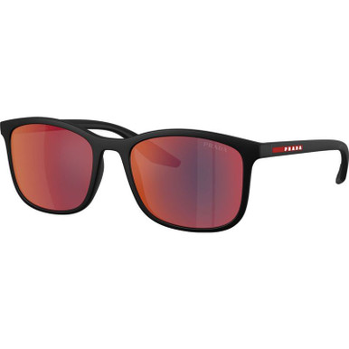 Prada Linea Rossa PSA08S - Matte Black/Blue Red Mirror Lenses