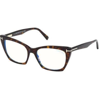 Tom Ford Glasses FT5709-B - Dark Havana/Clear Blue Light Lenses