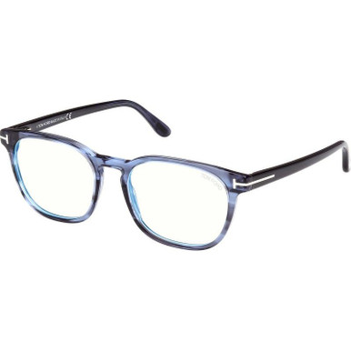Tom Ford Glasses FT5868-B - Striped Blue/Clear Blue Light Lenses
