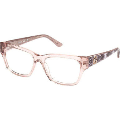 Guess Glasses GU50126 - Shiny Beige and Monocolour/Clear Lenses
