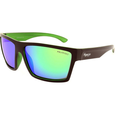 Mangrove Jacks Hoodlum, Matte Black/Green Mirror Polarised Lenses