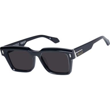 Valley Eyewear Roosevelt, Gloss Black with Silver Metal/Black Lenses