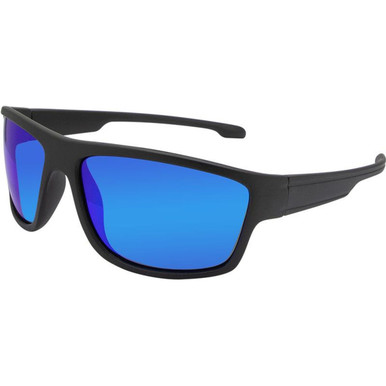 JS Eyewear 6610 - Matte Black/Blue Mirror Polarised Lenses