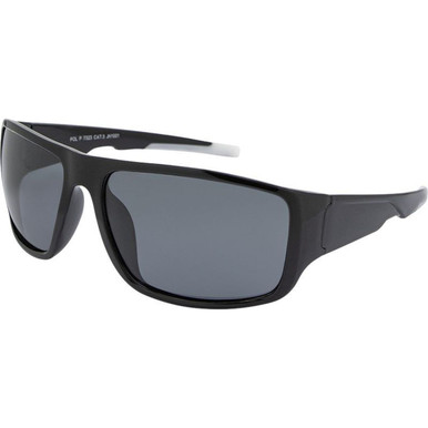 JS Eyewear 7323 - Black and White/Smoke Polarised Lenses