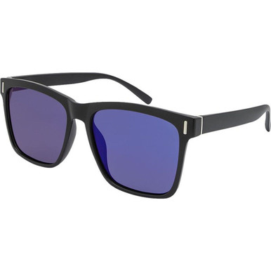 JS Eyewear 8022, Black/Blue Mirror Polarised Lenses