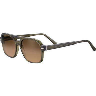 Serengeti Marco - Shiny Crystal Dark Green/Drivers Gradient Photochromic Polarised Glass Lenses