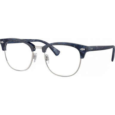 Shiny Blue Havana/Clear Lenses 54 Eye Size