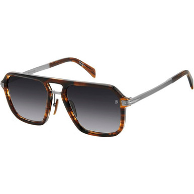 David Beckham DB 7136/S - Brown Horn and Ruthenium/Dark Grey Gradient Lenses