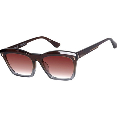 Valley Eyewear Royale - Transparent Chocolate Fade To Crystal with Gold Metal/Dark Orange Gradient Lenses