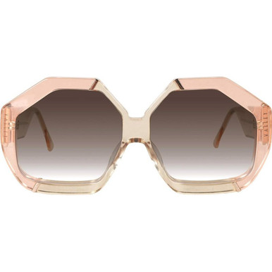 Valley Eyewear Colosseum - Crystal Pink and Champagne with Gold Metal/Brown Gradient Lenses