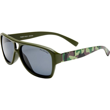 Cancer Council Kids Timber Wolf - Kids - Matte Khaki and Camo/Smoke Polarised Lenses