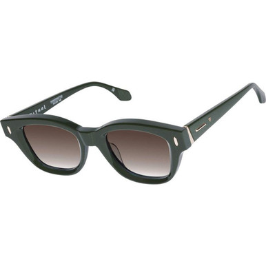 Valley Eyewear Ritual - Army Green with Gold Metal/Brown Gradient Lenses