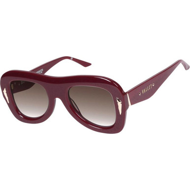Valley Eyewear Bowery - Burgundy with Gold Metal/Brown Gradient Lenses