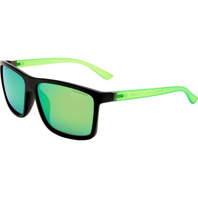 Cancer Council Arltunga - Matte Black and Neon Green/Green Mirror Polarised Lenses