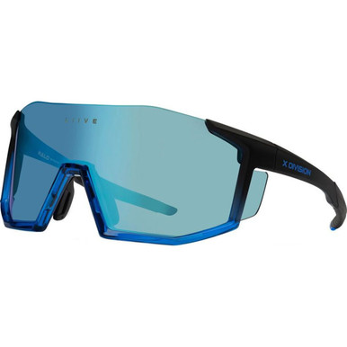 Liive Halo X - Matte Black and Xtal Blue/Sky Blue Mirror Polarised Lenses