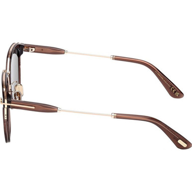 Shop Tom Ford FT1243-K Sunglasses Shiny Light Brown/Smoke display picture 3