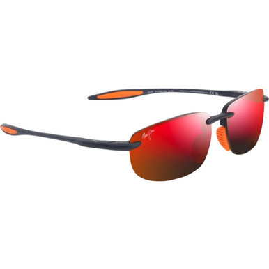 Maui Jim Ho'okipa Ultra Alt Fit - Matte Solid Dark Blue and Orange/Hawaii Lava Polarised Lenses
