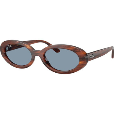 Striped Havana/Blue Glass Lenses