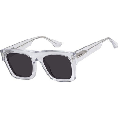 Valley Eyewear Alta - Crystal with Silver Metal Trim/Black Lenses