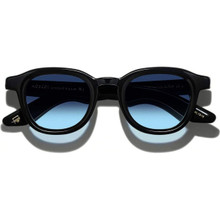 Shop Moscot Dahven Sunglasses Black/Denim Blue Glass 47 Size