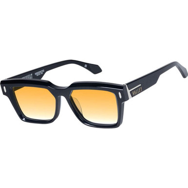 Valley Eyewear Roosevelt - Gloss Black with Silver Metal/Orange Gradient Lenses