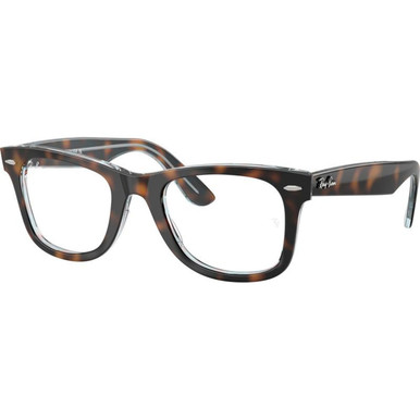 Ray-Ban Glasses Wayfarer Ease RX4340V - Dark Havana on Multicolour/Clear Lenses
