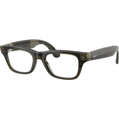 Ray-Ban Smart Glasses Meta Blayzer Optics (Gen 2) RW7001 - Transparent Dark Olive/Clear Lenses 50 Eye Size
