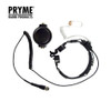 Uses clear acoustic tube style surveillance earphone made of heavy grade surgical tubing.Large PTT button for tactical set up. Pryme SPM1500