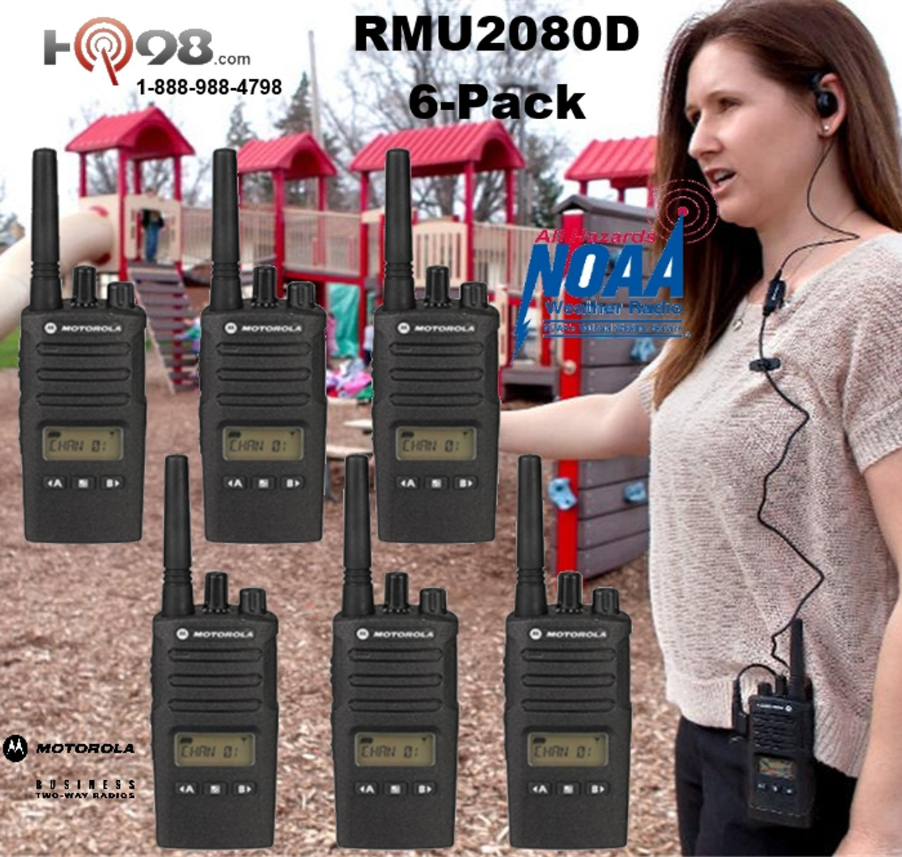 Motorola RMU2080D UHF Two Way Radio Six Pack 2W 8CH Handheld Portable