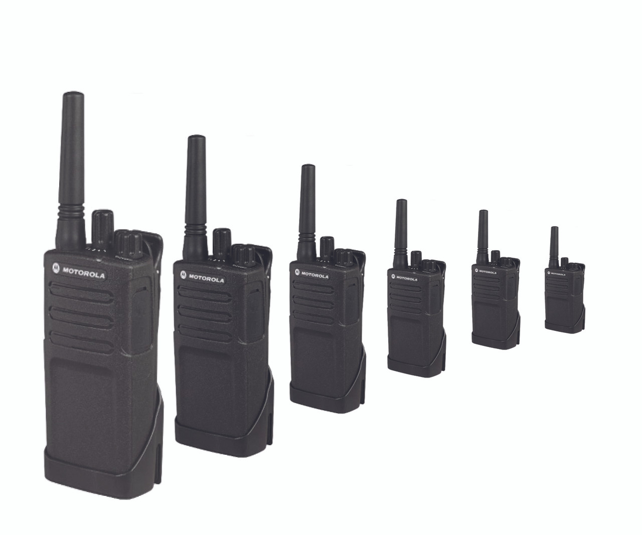 Six Pack of Motorola RMU2080 UHF Two Way Radio 2W 8CH Handheld NOAA  Portable walkie talkie for the Construction, Warehouse, Hotel Industry