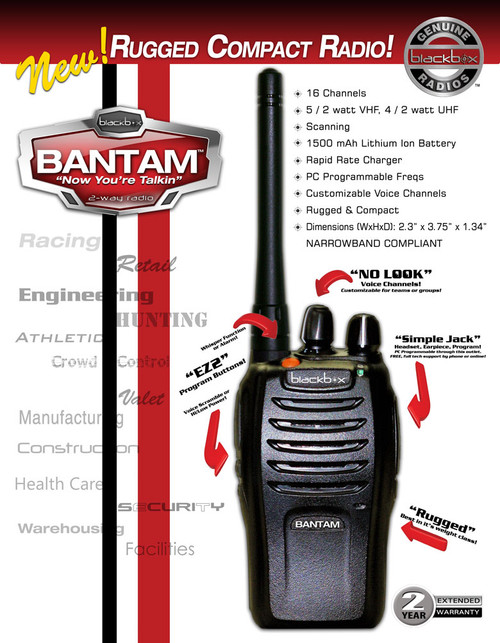Klein Electronics BANTAM-UHF 2-Way Radio with Kenwood Connector Jack; Compact, Rugged, Full Power Radio; 16 Channels; watts watts RF power; Scanni - 4