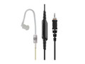 Motorola CLPe  Surveillance earpiece. The PMLN8190 comfortable for extended wear and includes an easy-to-access inline microphone and push-to-talk button for convenient communication.