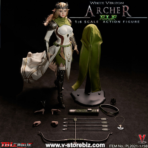 TBLeague PL2021-175B Female Elf Archer - White - V Store Collectibles