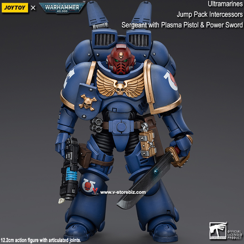 JOYTOY Warhammer 40K: Ultramarines Jump Pack Intercessors - Sergeant With Plasma Pistol & Power Sword (JT1378)