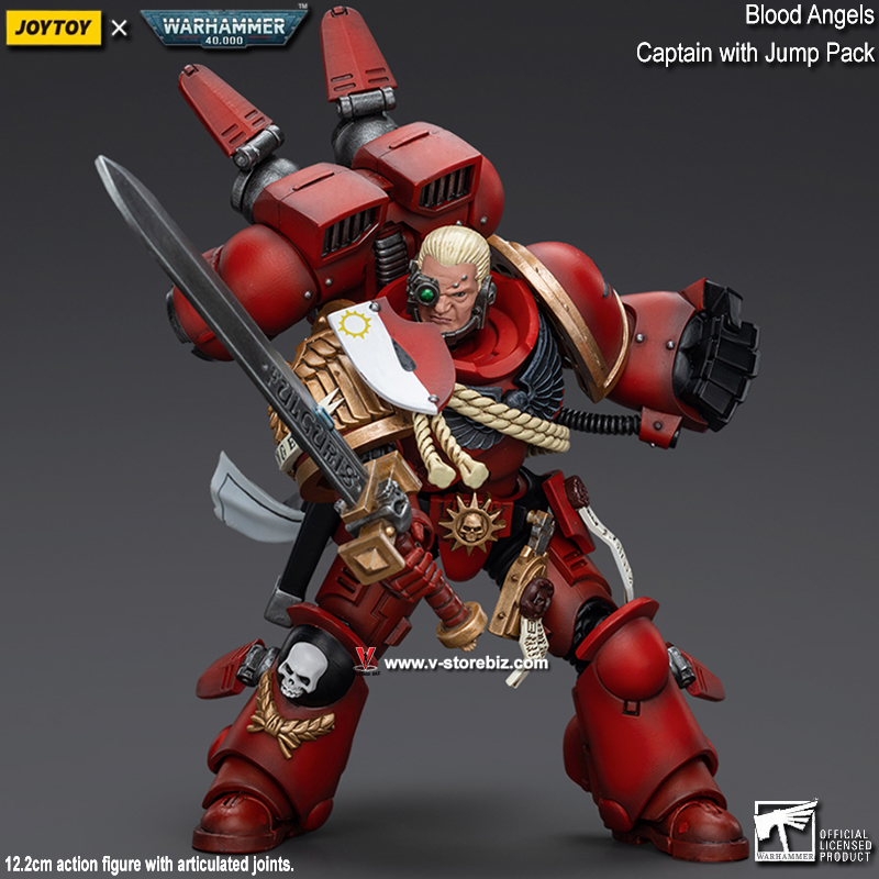JoyToy Warhammer 40K Action Figure 1/18 - Blood Angels Captain Con Jump Pack, Collezionabile JT4997, 12 Cm, ABS E PVC