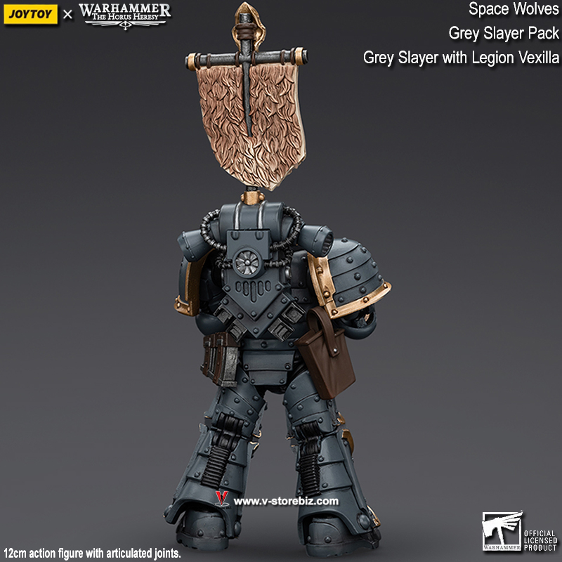 JOYTOY Warhammer The Horus Heresy: Space Wolves Grey Slayer Pack - Grey Slayer With Legion Vexilla (JT7509)