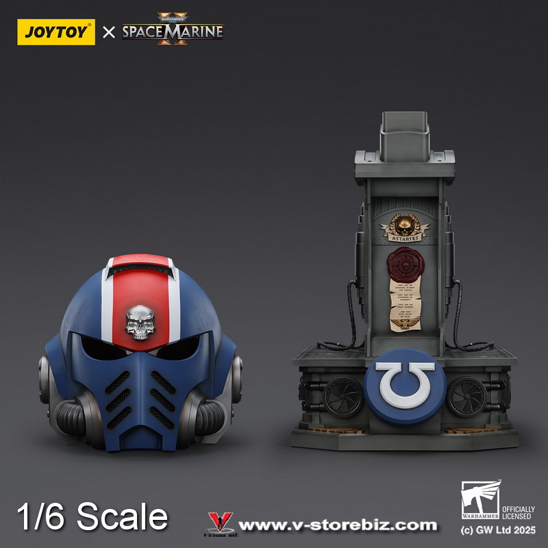 JOYTOY JT01697 1/1 Ultramarines Lieutenant Titus' MkX Helmet & Display Stand