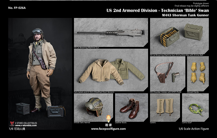 FacepoolFigure FP026A 2nd Armored Division Sherman Tank Gunner Standard Version 
