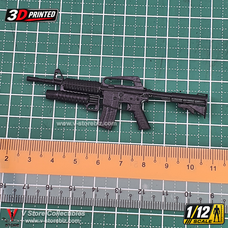 3D Printed 1/12 M4 with M203 with Extended Buttstock (CA005.35)