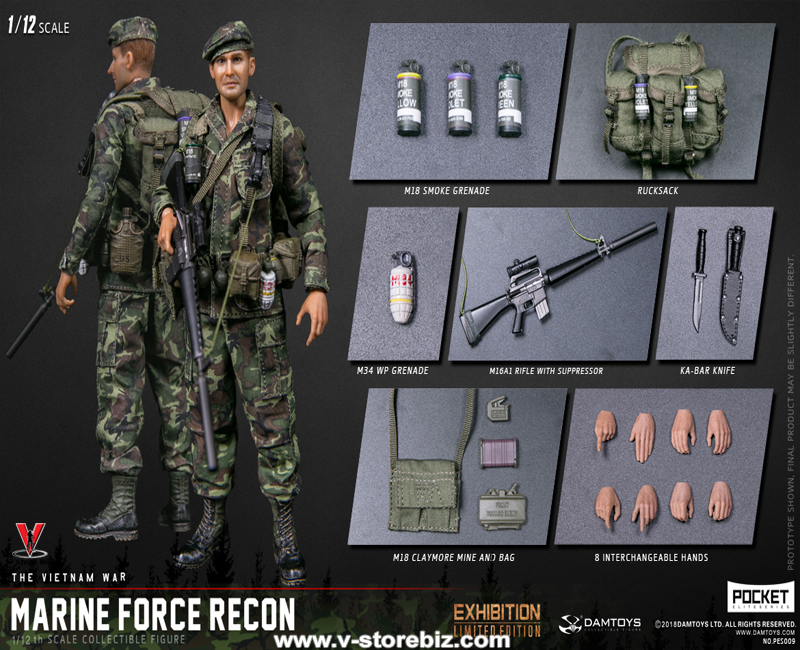 DAMTOYS PES009 1/12 Pocket Elite Series Marine Force Recon in Vietnam (WF2019 Shanghai Convention Edition)