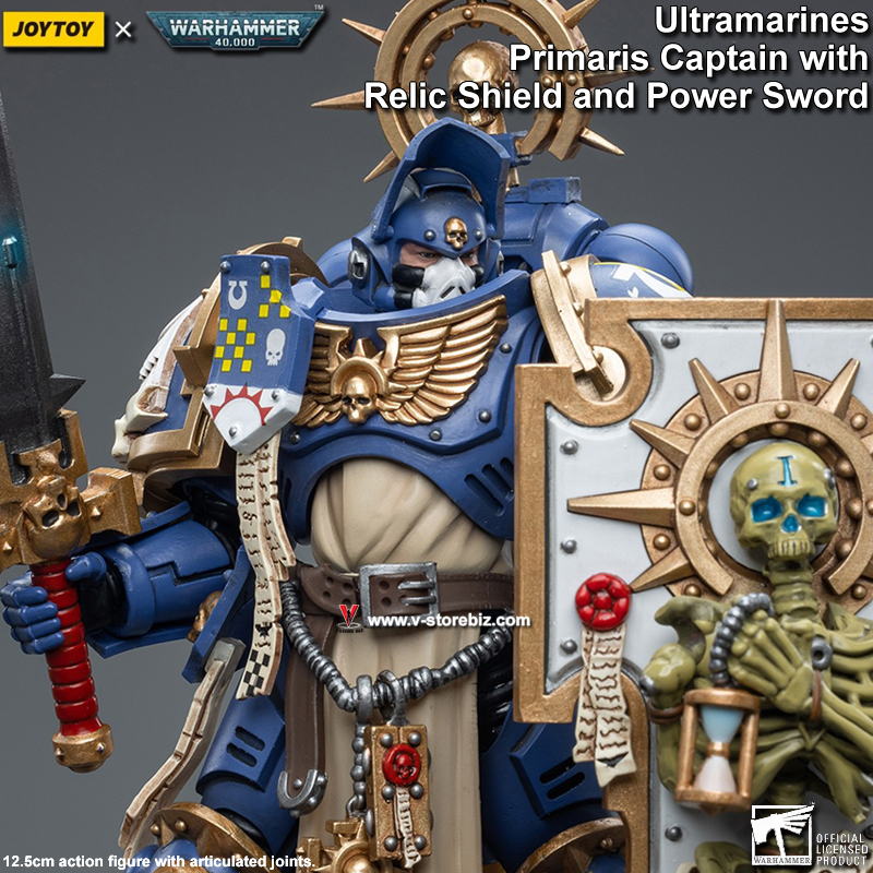 JOYTOY Warhammer 40K Ultramarines Primaris Captain with Relic Shield & Power Sword