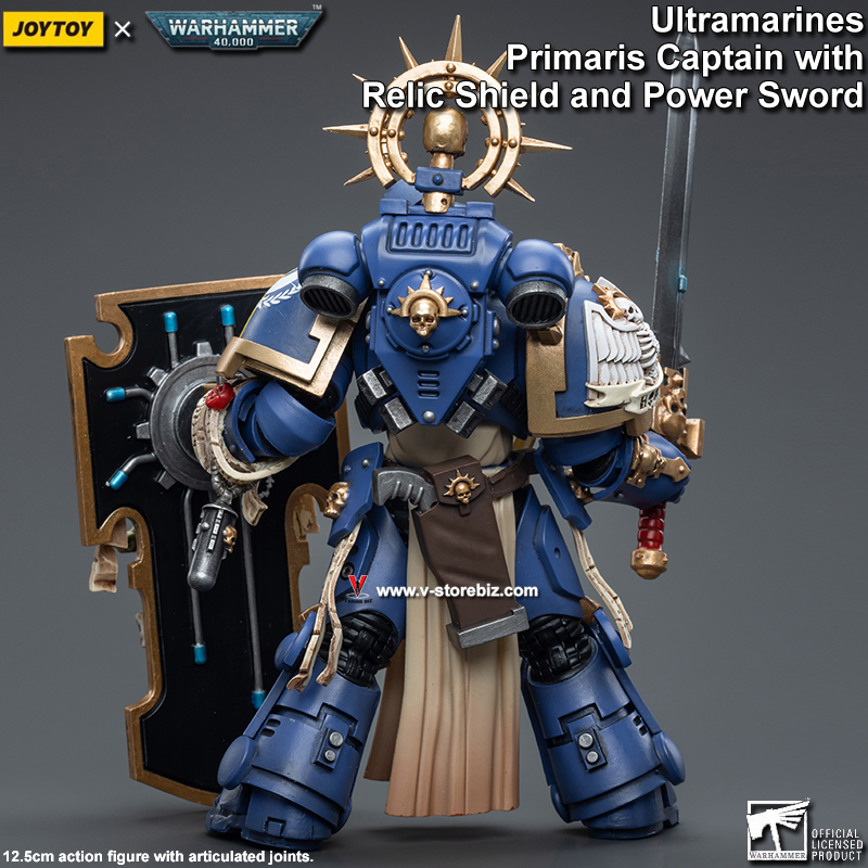 JOYTOY Warhammer 40K Ultramarines Primaris Captain with Relic Shield & Power Sword