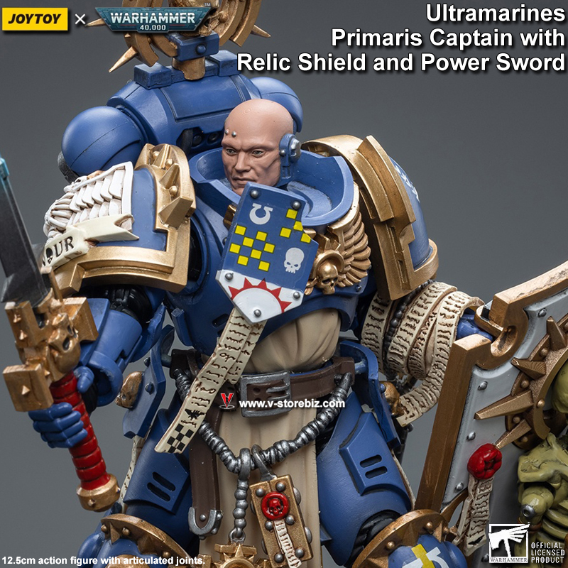 JOYTOY Warhammer 40K Ultramarines Primaris Captain with Relic Shield & Power Sword