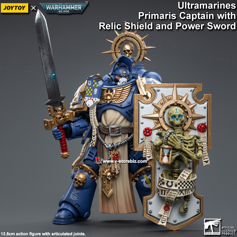 JOYTOY Warhammer 40K Ultramarines Primaris Captain with Relic Shield & Power Sword