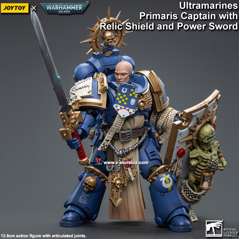 JOYTOY Warhammer 40K Ultramarines Primaris Captain with Relic Shield & Power Sword