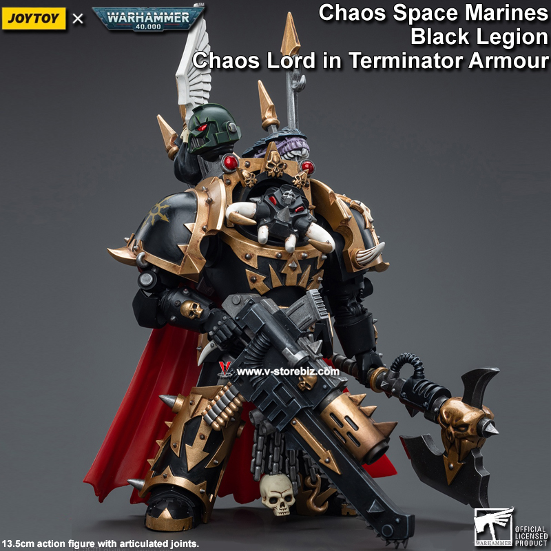 JOYTOY Warhammer 40K Chaos Space Marines Black Legion Chaos Lord in Terminator Armour