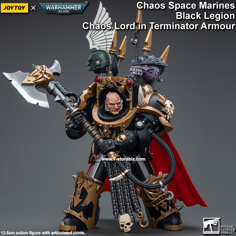 JOYTOY Warhammer 40K Chaos Space Marines Black Legion Chaos Lord in Terminator Armour