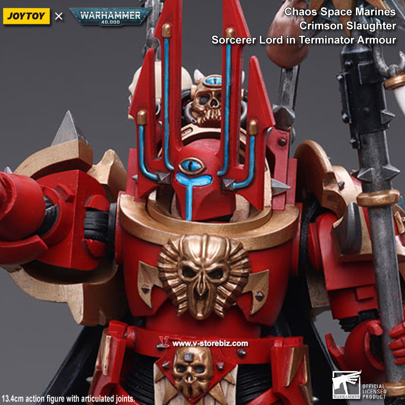 JOYTOY Warhammer 40K Chaos Space Marines: Crimson Slaughter Sorcerer Lord (Terminator Armor)