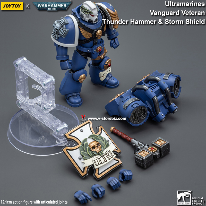 JOYTOY Warhammer 40K: Ultramarines Vanguard Veteran with Thunder Hammer & Storm Shield